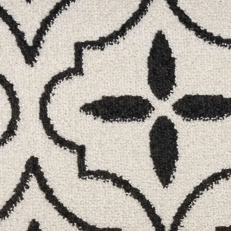 Outdoor Rugs-Kirklands Home Ivory & Black Quatrefoil Indoor/Outdoor Rug, 5x7