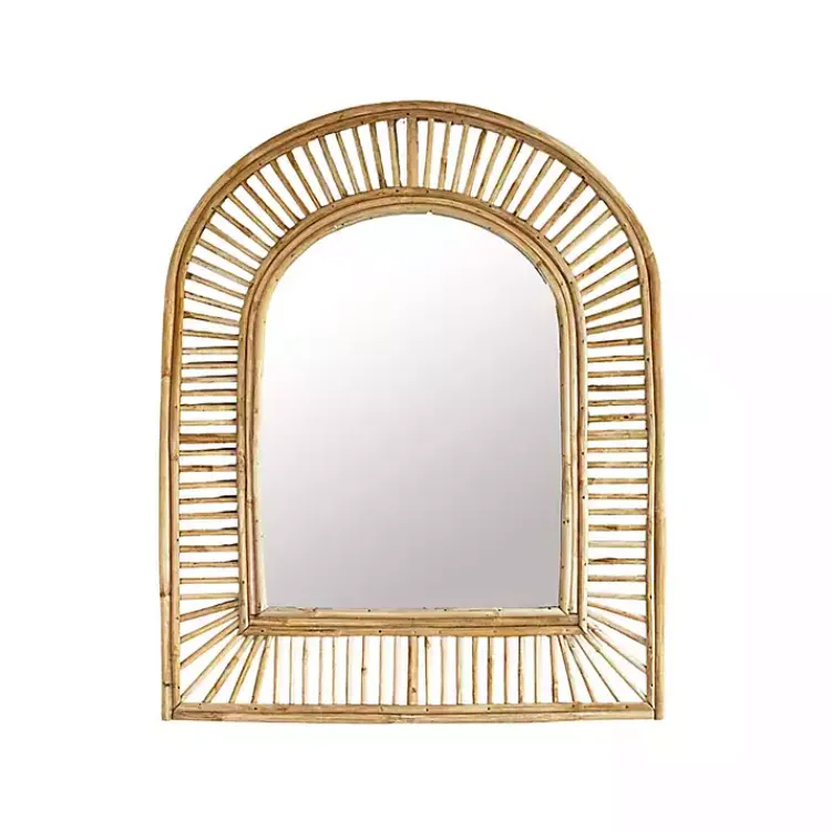 Decorative Mirrors-Kirklands Home Natural Cane Arched Wall Mirror