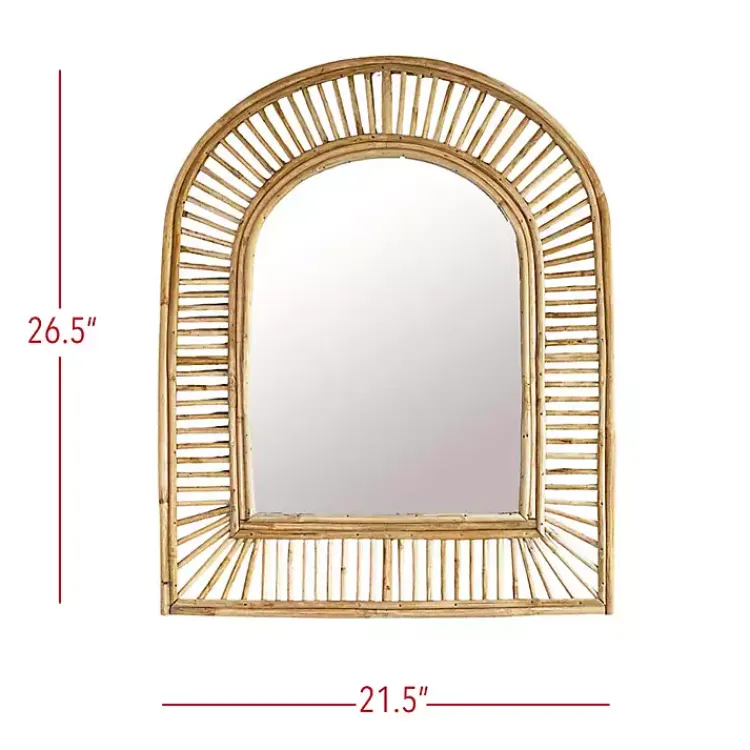 Decorative Mirrors-Kirklands Home Natural Cane Arched Wall Mirror