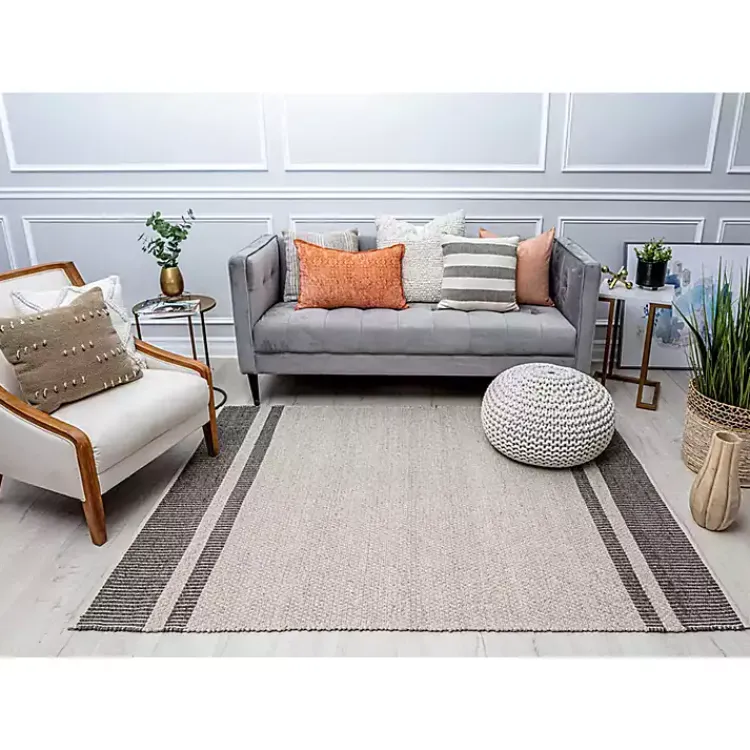 Area Rugs-Kirklands Home Gray Striped Border Area Rug