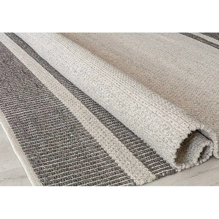 Area Rugs-Kirklands Home Gray Striped Border Area Rug