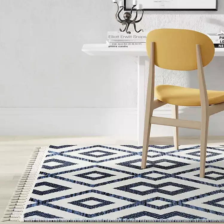 Area Rugs-Kirklands Home Navy & White Diamond Trellis Area Rug, 8x10 Blue