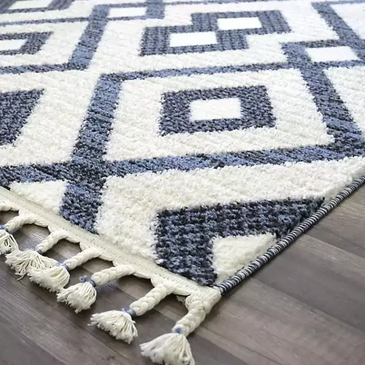 Area Rugs-Kirklands Home Navy & White Diamond Trellis Area Rug, 8x10 Blue