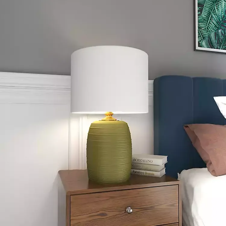 Table Lamps-Kirklands Home Green Glass Fiola Table Lamp White