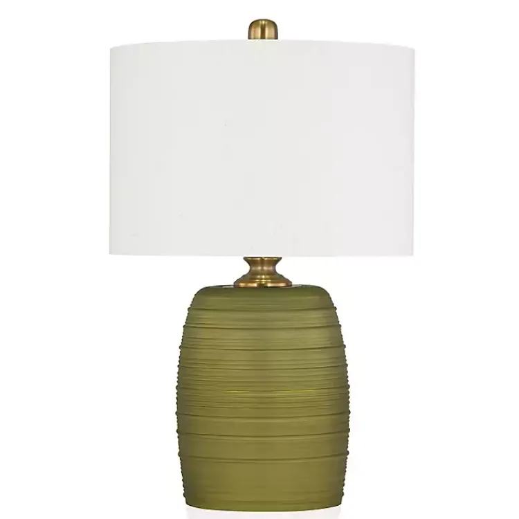 Table Lamps-Kirklands Home Green Glass Fiola Table Lamp White