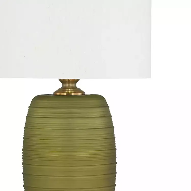 Table Lamps-Kirklands Home Green Glass Fiola Table Lamp White