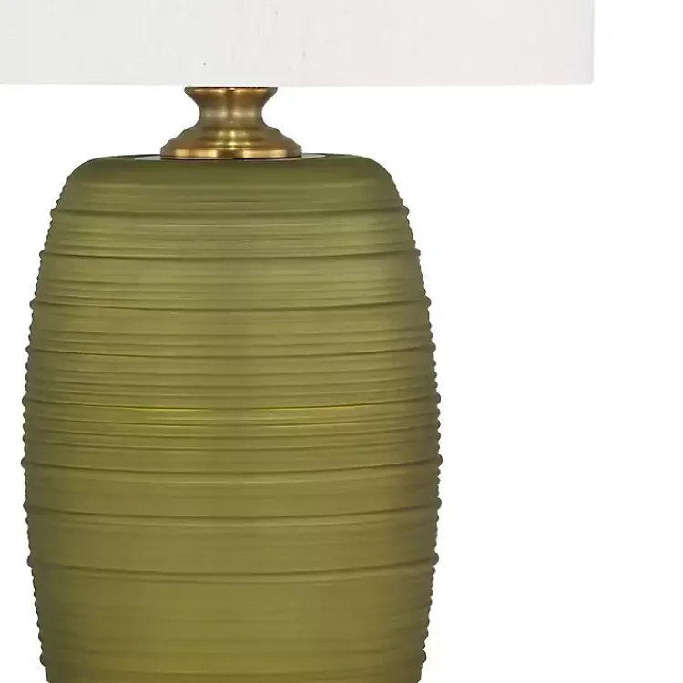 Table Lamps-Kirklands Home Green Glass Fiola Table Lamp White