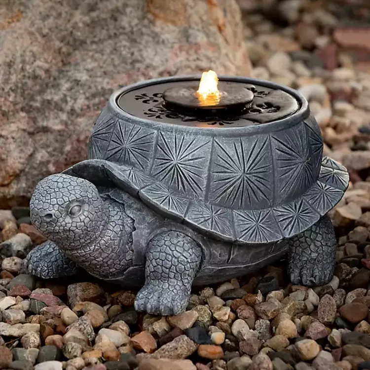 Garden Decor-Kirklands Home Resin Tortoise Outdoor Fountain Gray