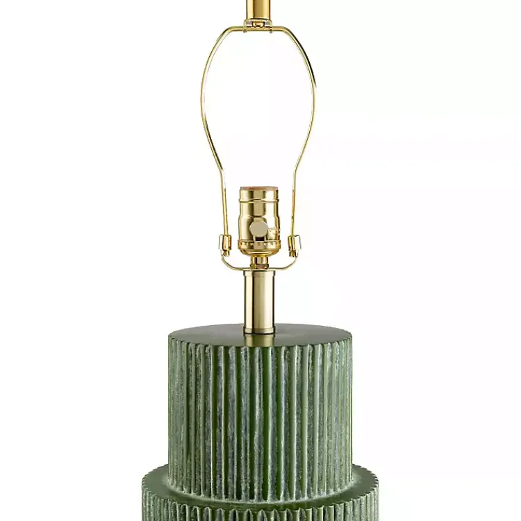 Table Lamps-Kirklands Home Forest Green Ribbed Table Lamp White