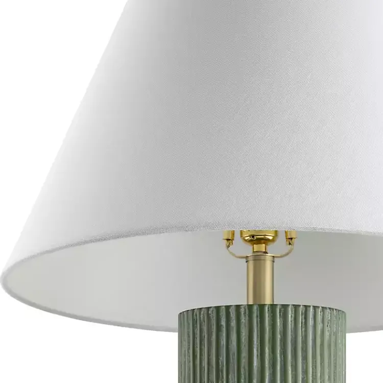 Table Lamps-Kirklands Home Forest Green Ribbed Table Lamp White