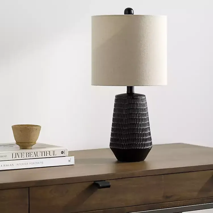 Table Lamps-Kirklands Home Modern Etched Table Lamp Black