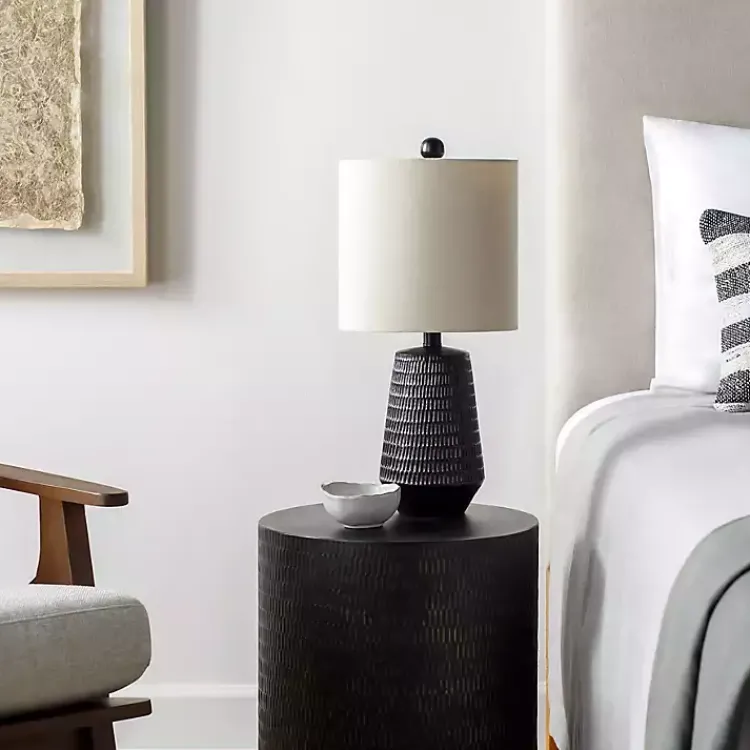 Table Lamps-Kirklands Home Modern Etched Table Lamp Black