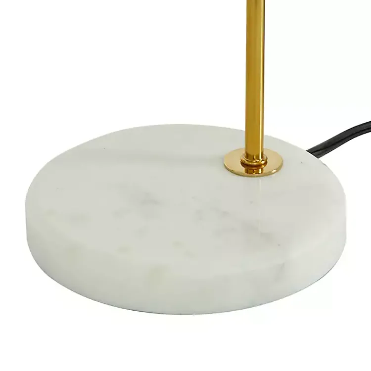 Table Lamps-Kirklands Home Gold Metal and Faux Silk Shade Table Lamp White