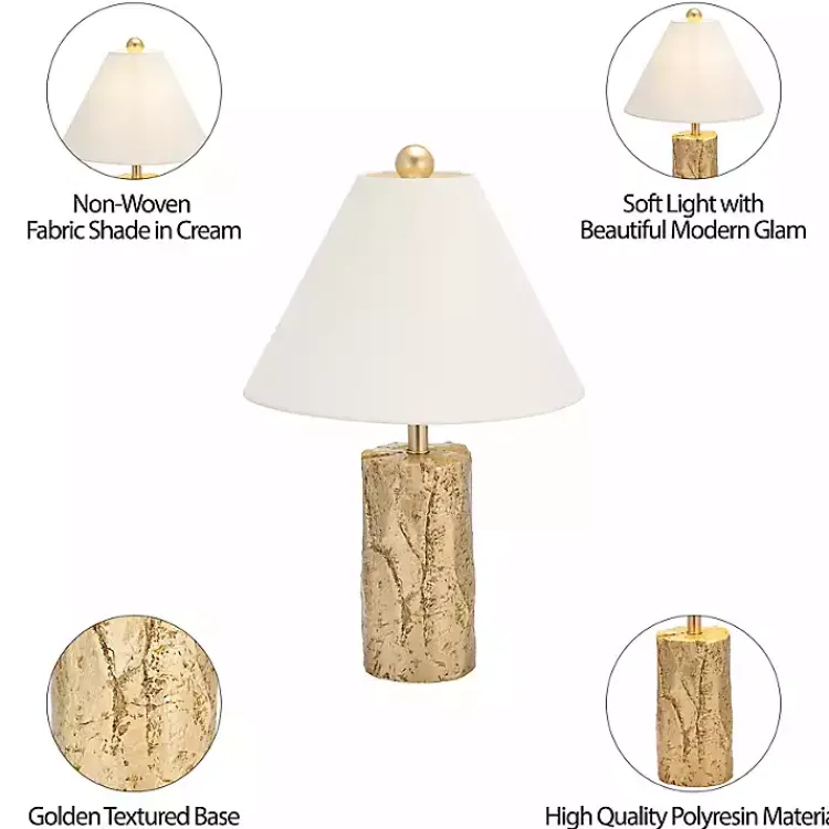 Table Lamps-Kirklands Home Metallic Gold Textured Table Lamp Ivory