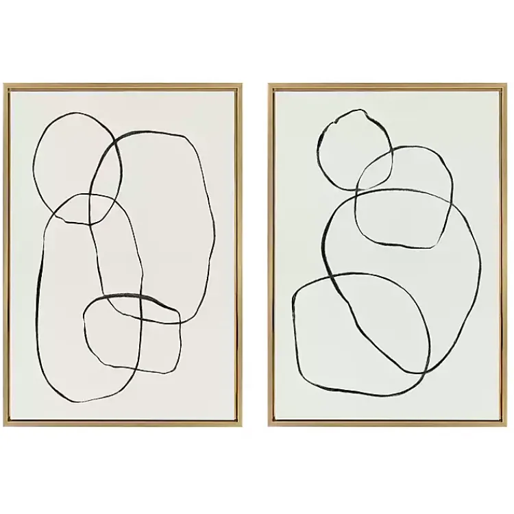 Canvas Art-Kirklands Home Neutral Circles Framed Canvas Art Prints, Set of 2