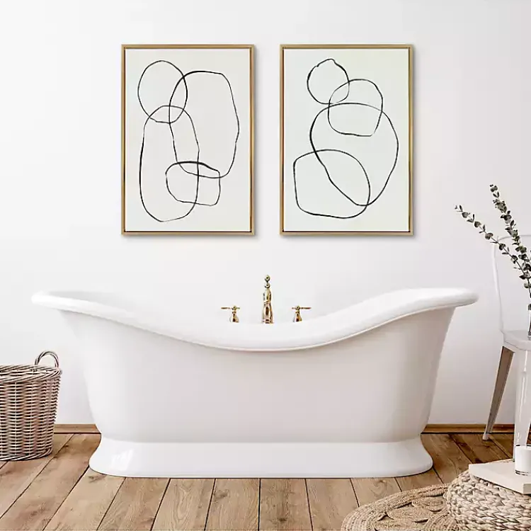 Canvas Art-Kirklands Home Neutral Circles Framed Canvas Art Prints, Set of 2