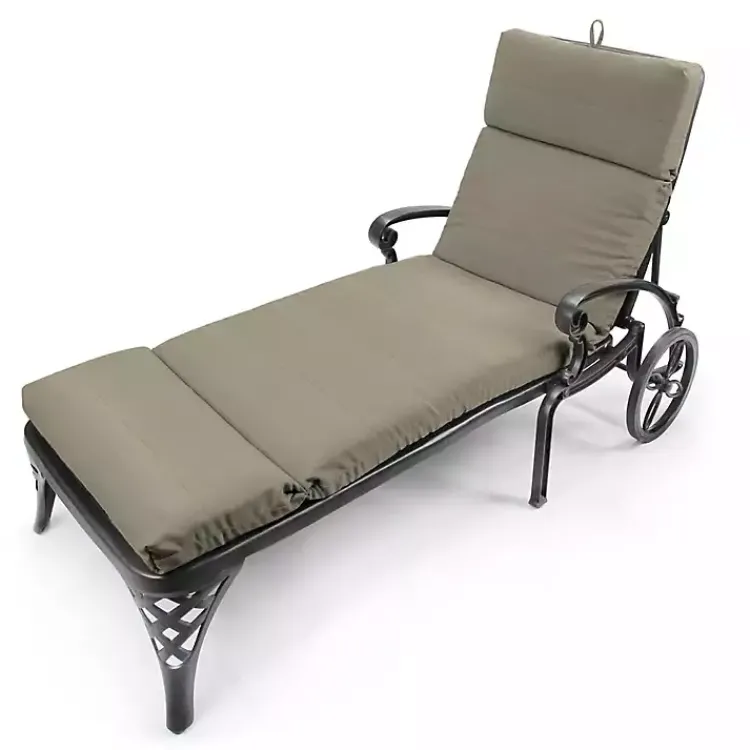 Outdoor Cushions & Pillows-Kirklands Home Taupe Canvas French Edge Outdoor Chaise Cushion Tan