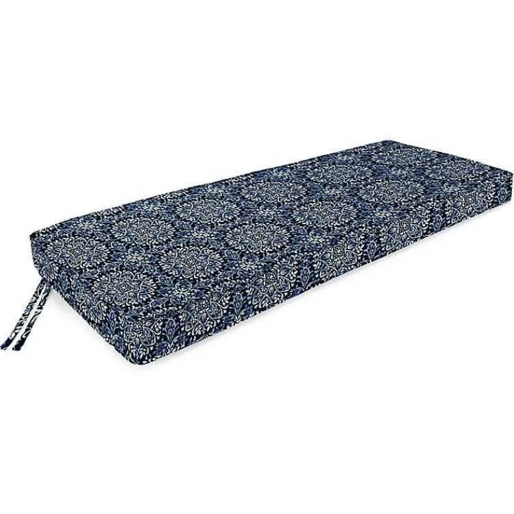 Outdoor Cushions & Pillows-Kirklands Home Navy Dresden Outdoor Settee Cushion Blue