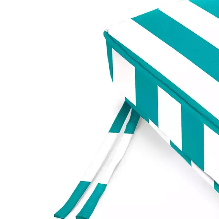 Outdoor Cushions & Pillows-Kirklands Home Turquoise Striped Outdoor Settee Cushion