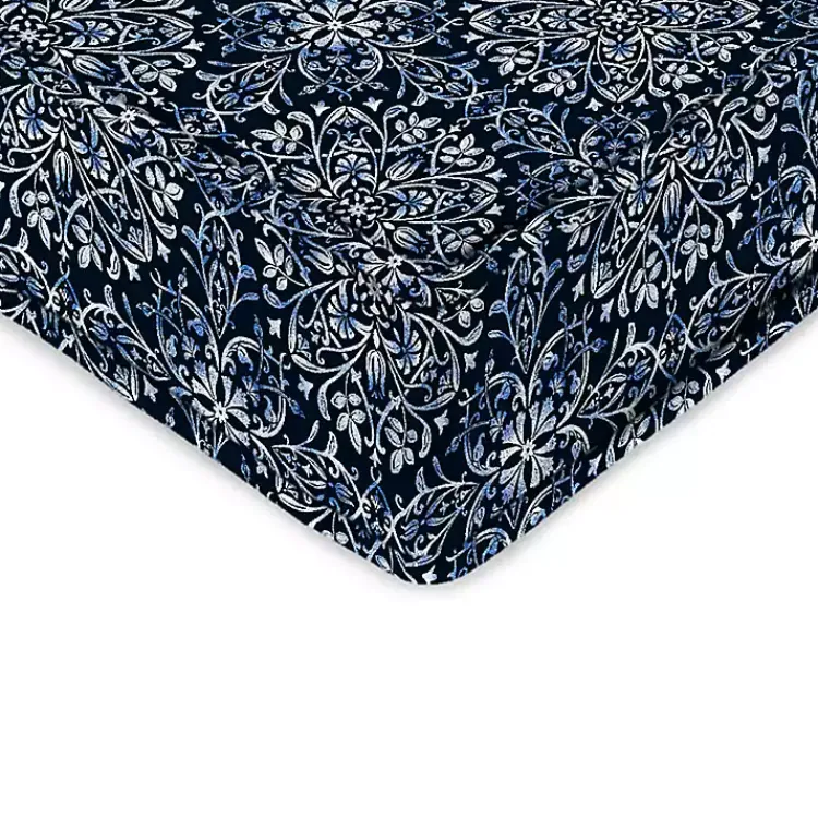 Outdoor Cushions & Pillows-Kirklands Home Navy Medallion Outdoor Deep Seat Cushion Blue