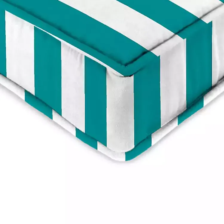 Outdoor Cushions & Pillows-Kirklands Home Turquoise Striped Outdoor Deep Seat Cushion