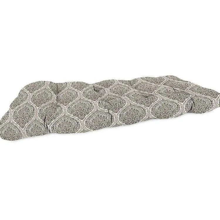 Outdoor Cushions & Pillows-Kirklands Home Medallion Tufted Outdoor Bench Cushion Brown