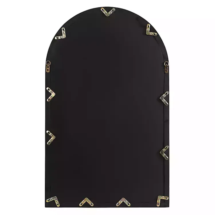 Decorative Mirrors-Kirklands Home Natural Wood and Metal Arch Windowpane Wall Mirror