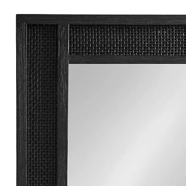 Decorative Mirrors-Kirklands Home Rattan Textured Rectangle Wall Mirror Black