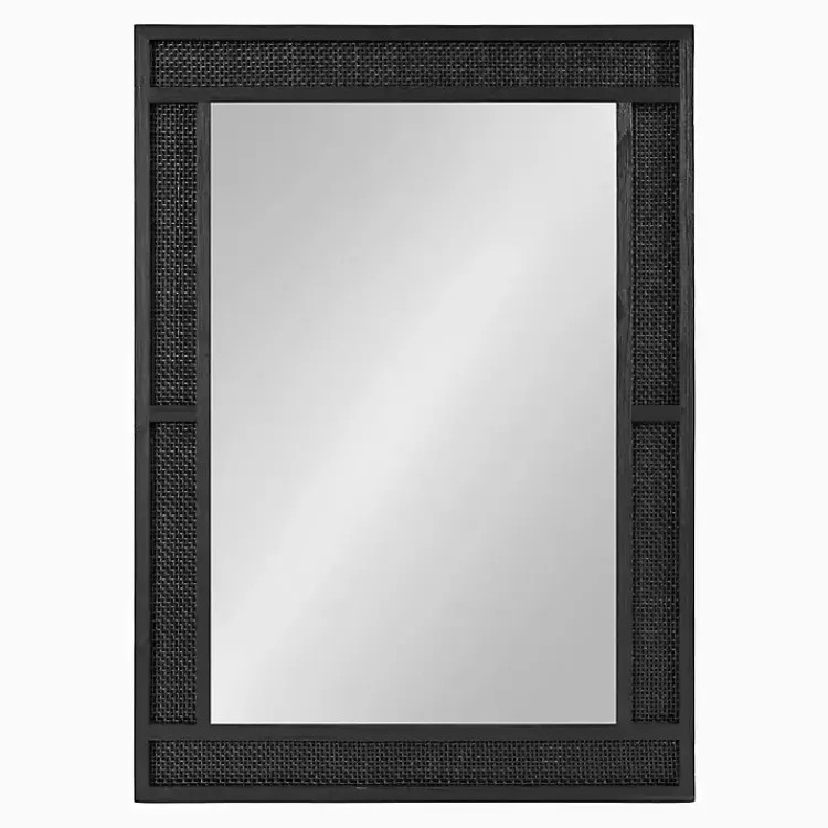 Decorative Mirrors-Kirklands Home Rattan Textured Rectangle Wall Mirror Black