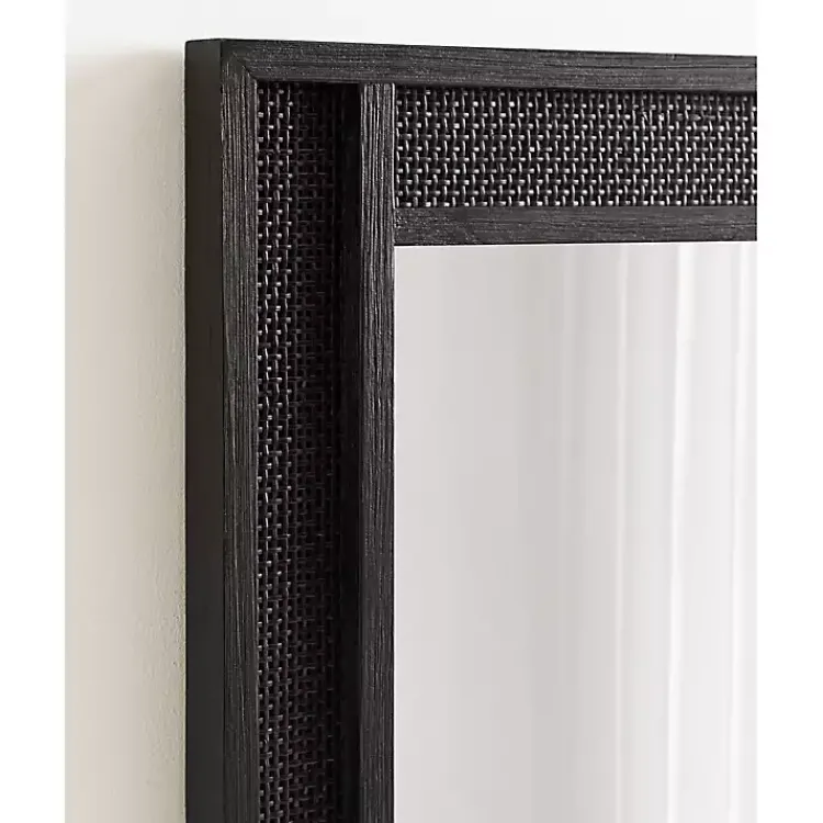 Decorative Mirrors-Kirklands Home Rattan Textured Rectangle Wall Mirror Black