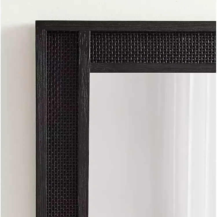 Decorative Mirrors-Kirklands Home Rattan Textured Rectangle Wall Mirror Black