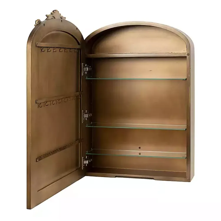 Decorative Mirrors-Kirklands Home Gold Arendahl Arched Mirror Jewelry Cabinet