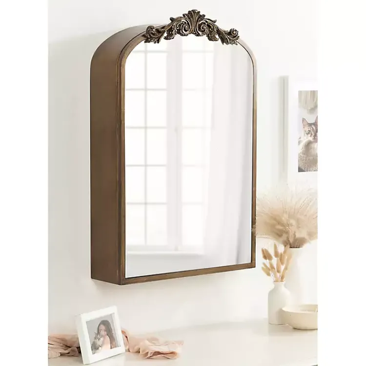 Decorative Mirrors-Kirklands Home Gold Arendahl Arched Mirror Jewelry Cabinet