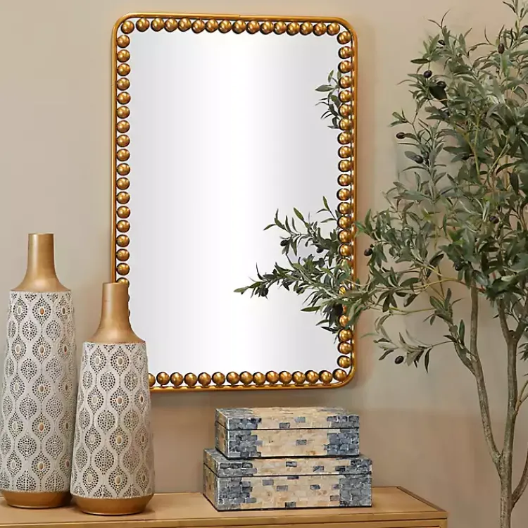Decorative Mirrors-Kirklands Home Gold Rounded Rectangle Wall Mirror