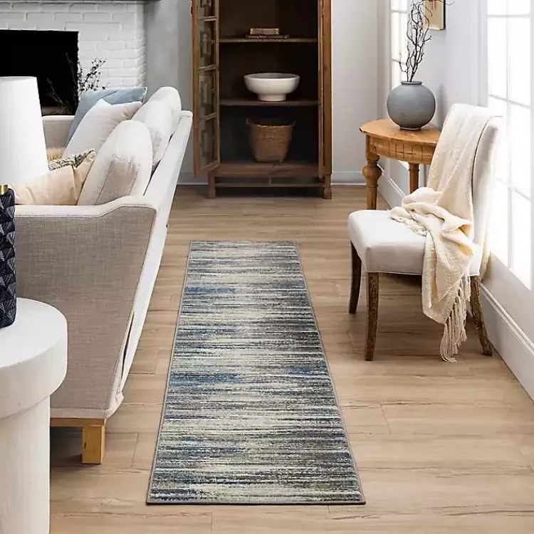 Area Rugs-Kirklands Home Dark Blue Claire Modern Runner, 2x8