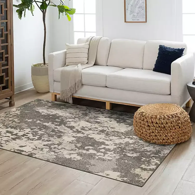 Area Rugs-Kirklands Home Gray and Cream Wray Modern Area Rug, 5x8