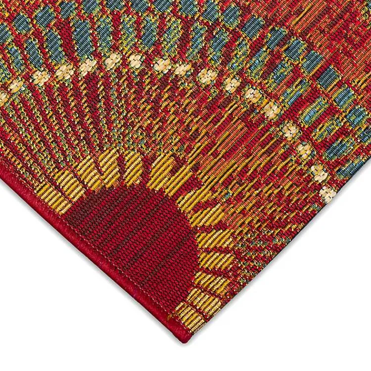 Outdoor Rugs-Kirklands Home Red & Blue Circles Indoor/Outdoor Rug, 2x3
