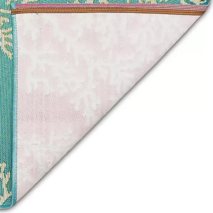 Outdoor Rugs-Kirklands Home Turquoise Coral Indoor/Outdoor Rug, 2x3