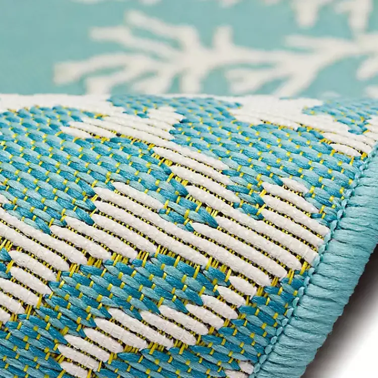 Outdoor Rugs-Kirklands Home Turquoise Coral Indoor/Outdoor Rug, 2x3