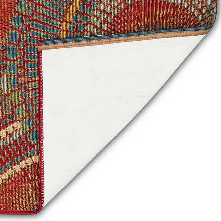Outdoor Rugs-Kirklands Home Red & Blue Circles Indoor/Outdoor Rug, 3x4