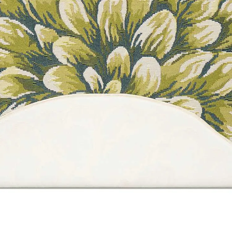 Outdoor Rugs-Kirklands Home Round Floral Bloom Indoor/Outdoor Rug, 3x3 Green