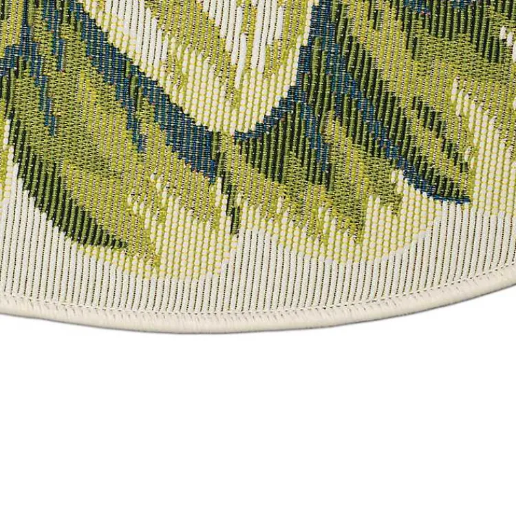Outdoor Rugs-Kirklands Home Round Floral Bloom Indoor/Outdoor Rug, 3x3 Green