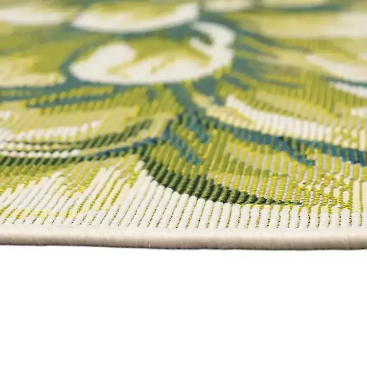 Outdoor Rugs-Kirklands Home Round Floral Bloom Indoor/Outdoor Rug, 3x3 Green