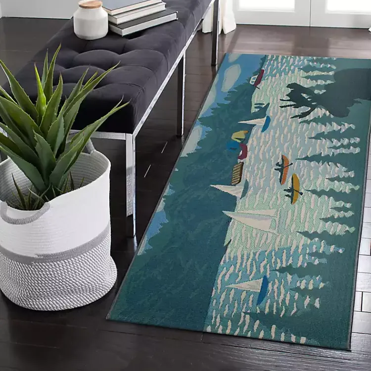 Outdoor Rugs-Kirklands Home Sailboat Lake Indoor/Outdoor Runner, 1x4