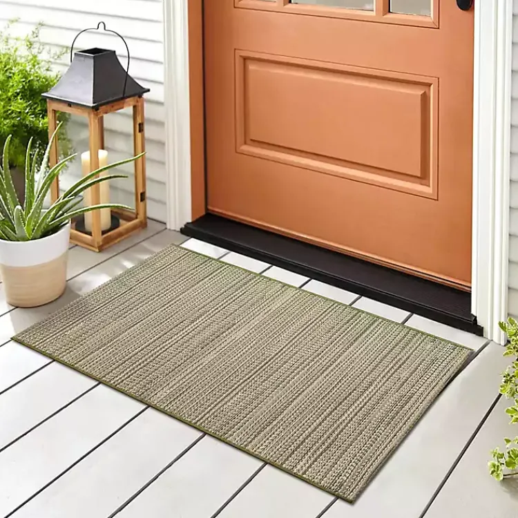 Outdoor Rugs-Kirklands Home Woven Lines Indoor/Outdoor Accent Rug, 2x2 Green