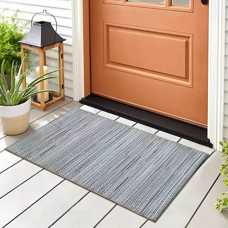 Outdoor Rugs-Kirklands Home Denim Woven Lines Indoor/Outdoor Accent Rug, 2x3 Blue