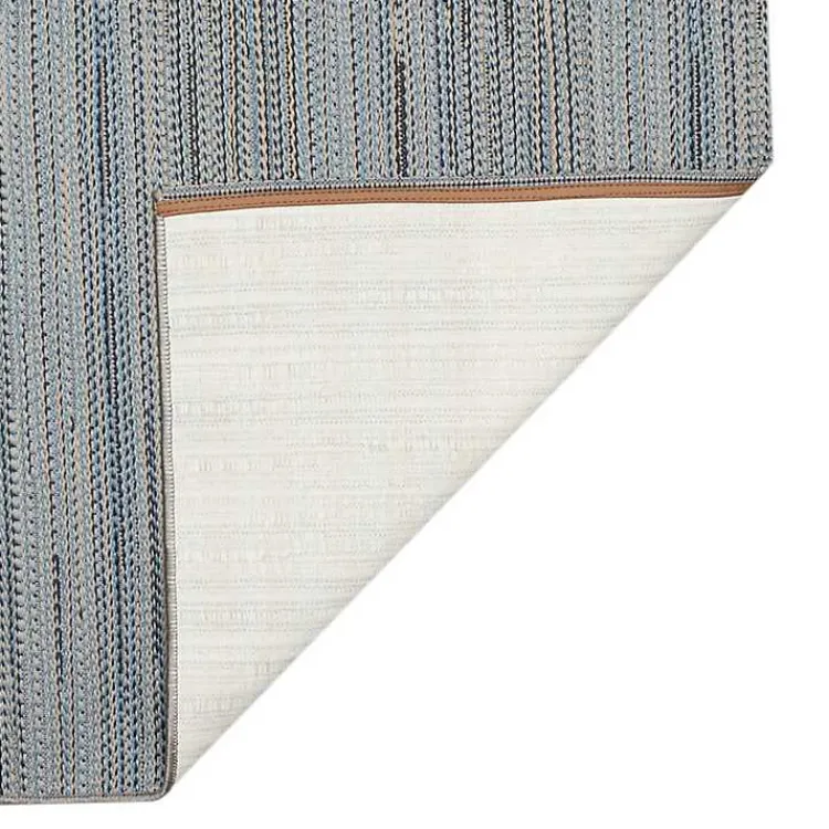 Outdoor Rugs-Kirklands Home Denim Woven Lines Indoor/Outdoor Runner, 1x4 Blue