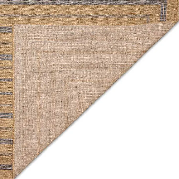 Outdoor Rugs-Kirklands Home Tan and Navy Framed Indoor/Outdoor Area Rug, 7x9