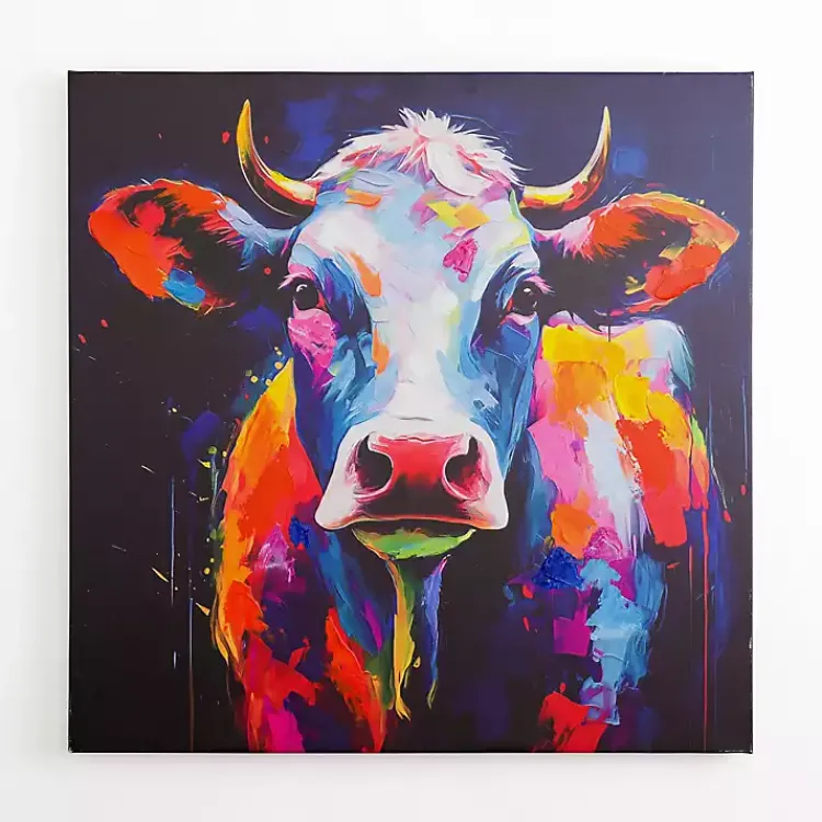 Canvas Art-Kirklands Home Colorful Moo Canvas Art Print Multi