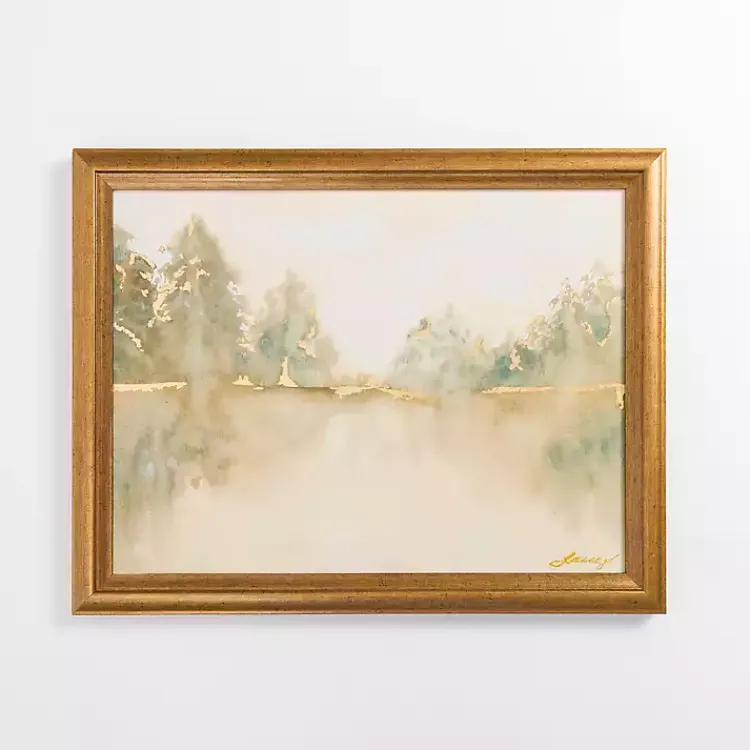 Canvas Art-Kirklands Home Golden Watercolor Treeline Framed Canvas Art Print